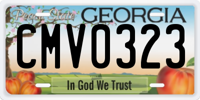 GA license plate CMV0323