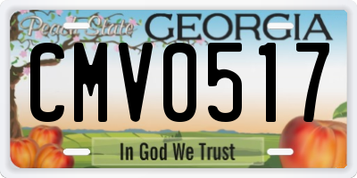 GA license plate CMV0517