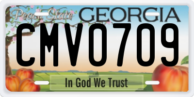 GA license plate CMV0709