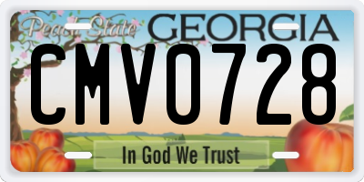 GA license plate CMV0728