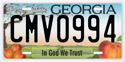 GA license plate CMV0994