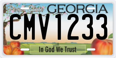 GA license plate CMV1233