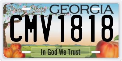 GA license plate CMV1818