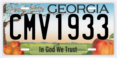 GA license plate CMV1933