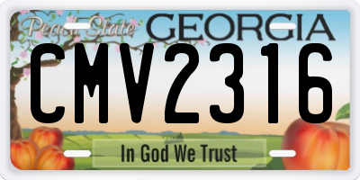 GA license plate CMV2316