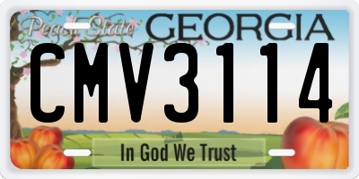 GA license plate CMV3114