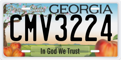 GA license plate CMV3224