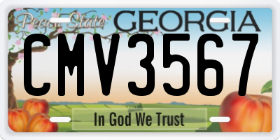 GA license plate CMV3567