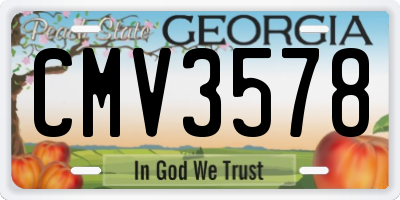 GA license plate CMV3578