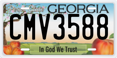 GA license plate CMV3588