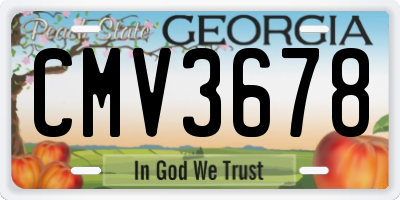 GA license plate CMV3678