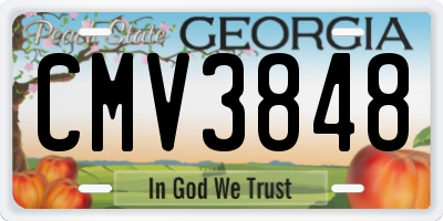 GA license plate CMV3848