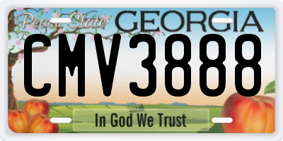 GA license plate CMV3888