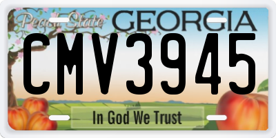 GA license plate CMV3945