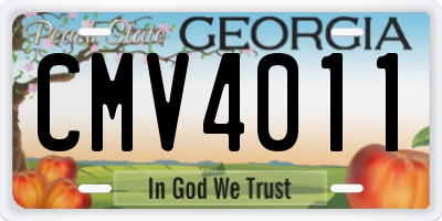 GA license plate CMV4011