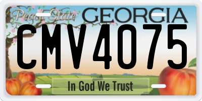 GA license plate CMV4075