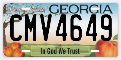 GA license plate CMV4649