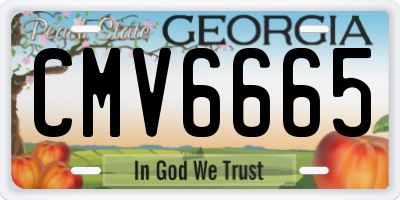 GA license plate CMV6665