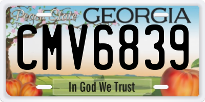 GA license plate CMV6839