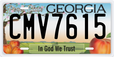 GA license plate CMV7615