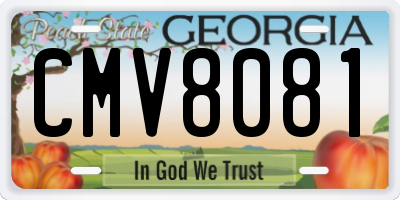 GA license plate CMV8081