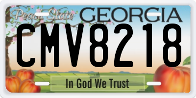 GA license plate CMV8218
