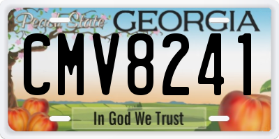 GA license plate CMV8241
