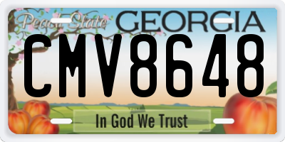 GA license plate CMV8648