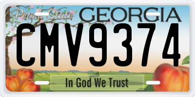GA license plate CMV9374