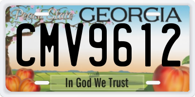 GA license plate CMV9612