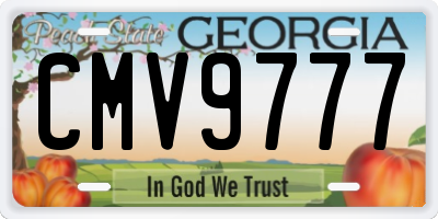 GA license plate CMV9777