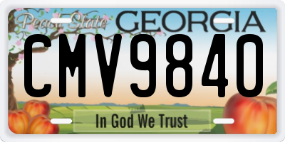 GA license plate CMV9840