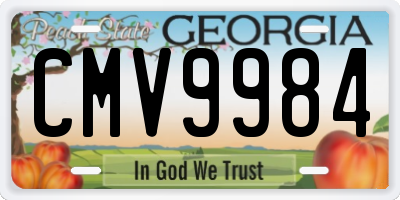 GA license plate CMV9984
