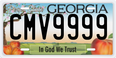 GA license plate CMV9999