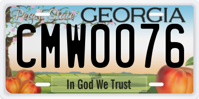 GA license plate CMW0076