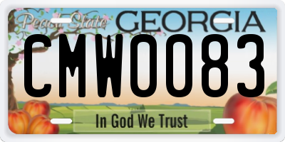 GA license plate CMW0083