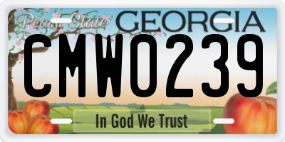 GA license plate CMW0239