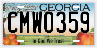 GA license plate CMW0359