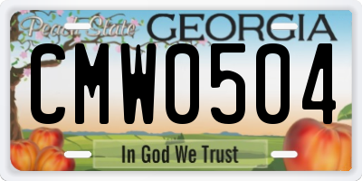 GA license plate CMW0504