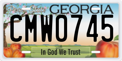 GA license plate CMW0745