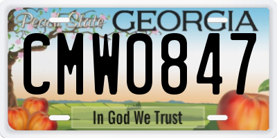 GA license plate CMW0847
