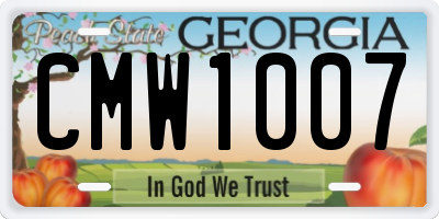 GA license plate CMW1007