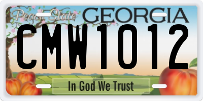 GA license plate CMW1012