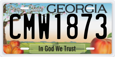 GA license plate CMW1873
