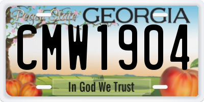 GA license plate CMW1904