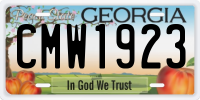 GA license plate CMW1923