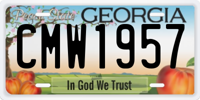GA license plate CMW1957