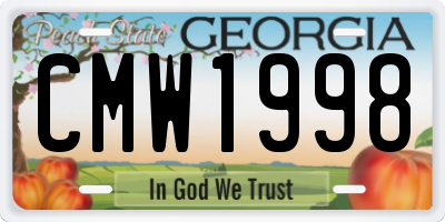 GA license plate CMW1998