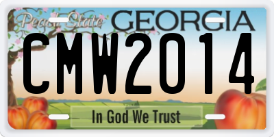 GA license plate CMW2014