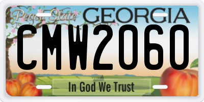GA license plate CMW2060